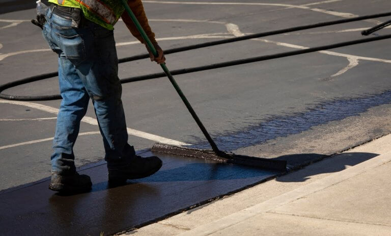 Asphalt maintenance for a commercial parking lot